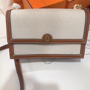 Tory Burch Cream and Tan Crossbody Bag